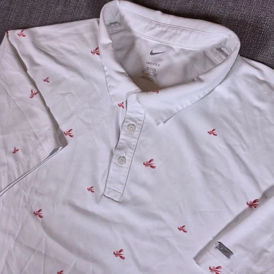 NEW Nike Golf Polo Mens 3XL Tall White Lobster Print Stretch Short Sleeve - Image 1 of 4