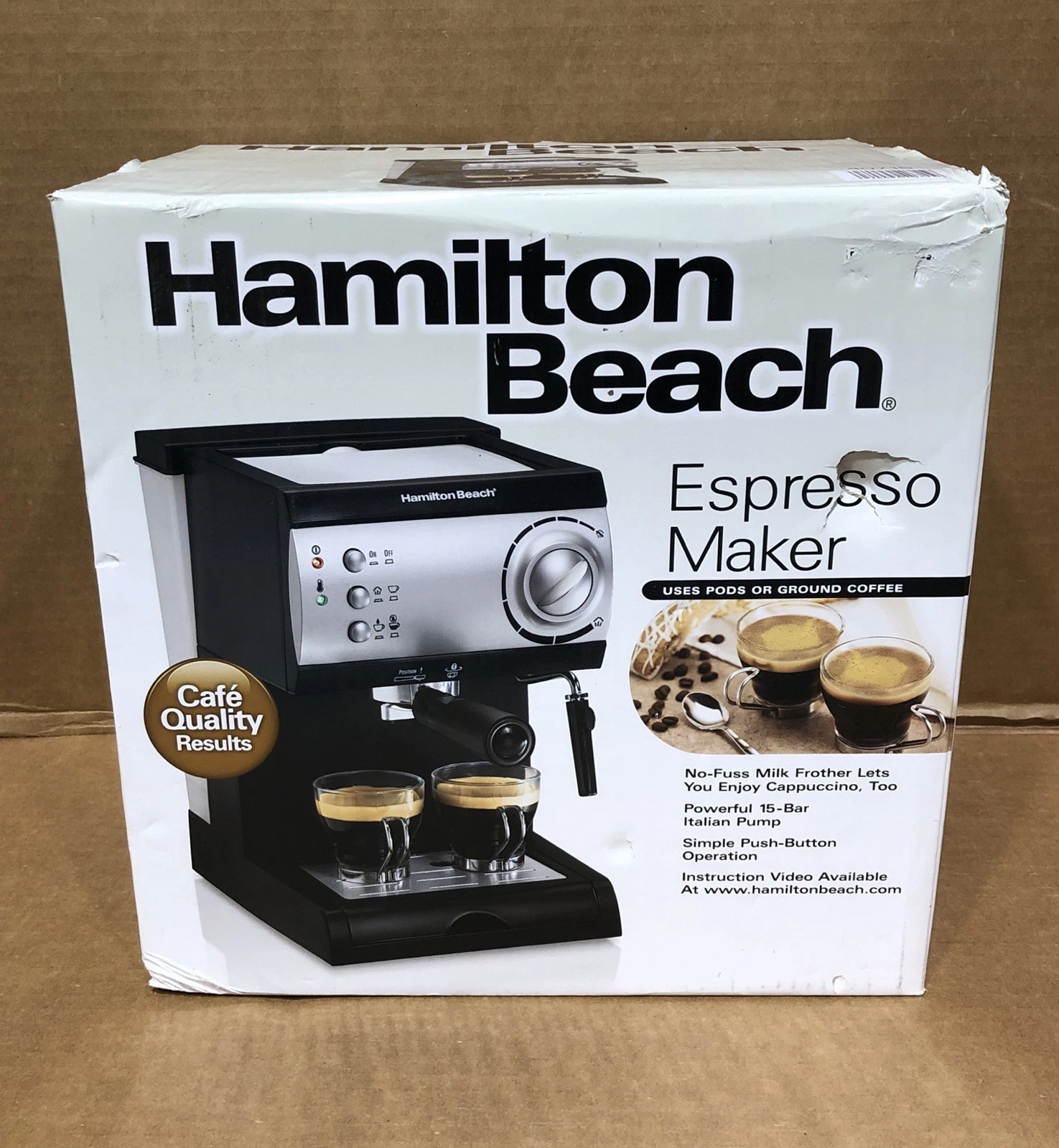 Hamilton Beach 15-Bar Espresso Machine Cappuccino Mocha & Latte Maker 40715 New