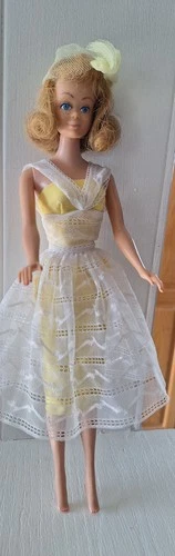 Vintage Midge In Orange Blossom #987 Yellow Dress & Over Dress Mattel 1961 Hat