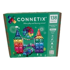 CONNETIX Magnetic Tiles Bright Steam Pack Building Blocks 138pc