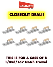 1 LOT OF 8 GOLDBLATT Notch Trowel 1/4x3/16V