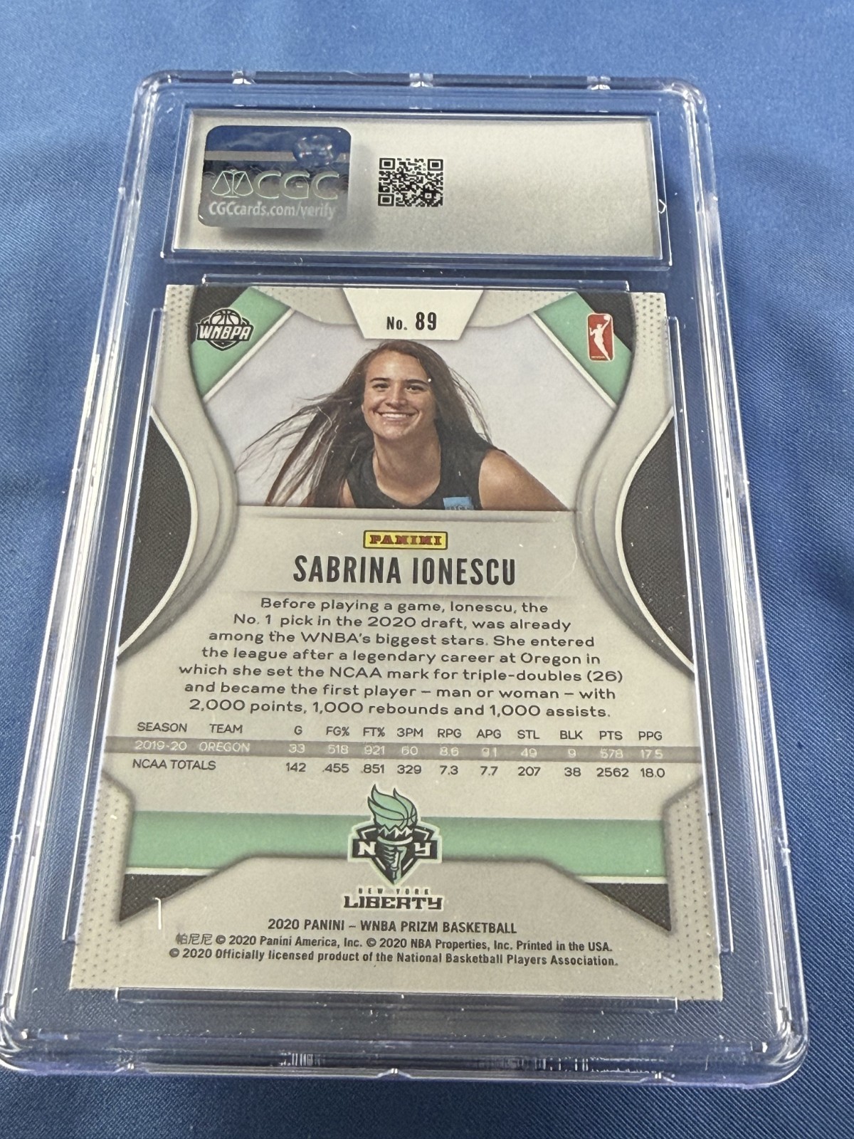 2020 Sabrina Ionescu Rookie !! #89 Panini Prizm CGC 10 GEM MINT Graded !!! view 10