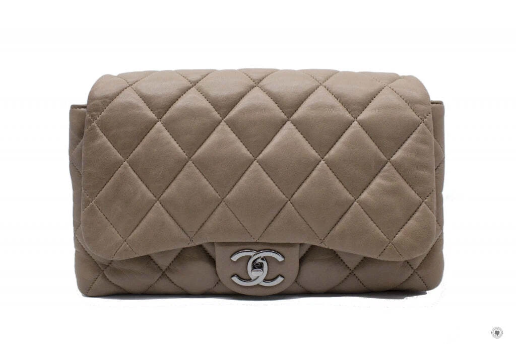 Used Chanel A48634 Y04639 Quilted Flap Taupe / 81344 Lambskin Shoulder Bags  Shw