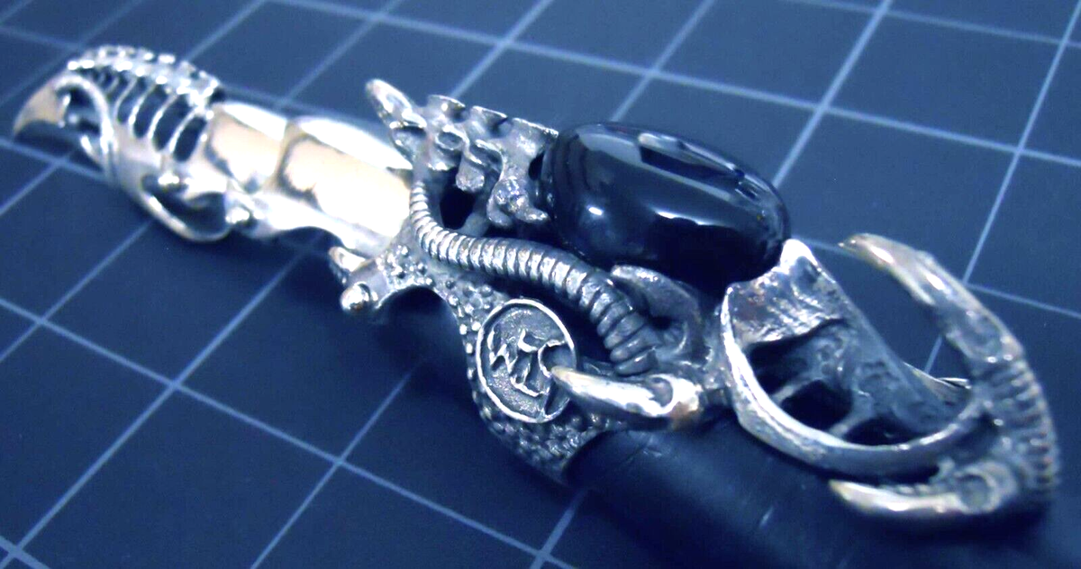 Armor Ring Articulated Sterling Silver NEW Black Onyx Axel Armor Ring Articulated Sterling Silver NEW Black Onyx Axel