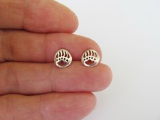 Sterling Silver 10mm Bear Paw print with Hypo-Allergenic Post stud earrings.
