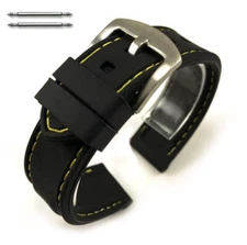 Black Rubber Silicone Replacement Watch Band Strap Double Locking Buckle #4005