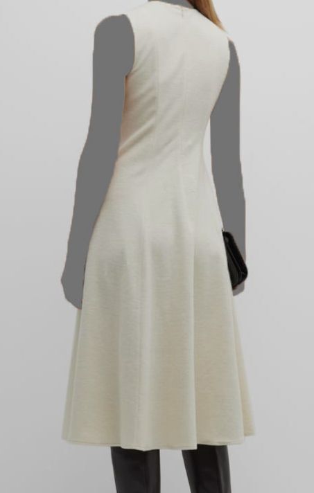 Vince Women's Ivory Sleeveless Paneled Crewneck Midi Dress