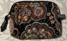 Vera Bradley Brown Paisley Zip Top Pouch Wallet Makeup Cosmetic Bag EUC