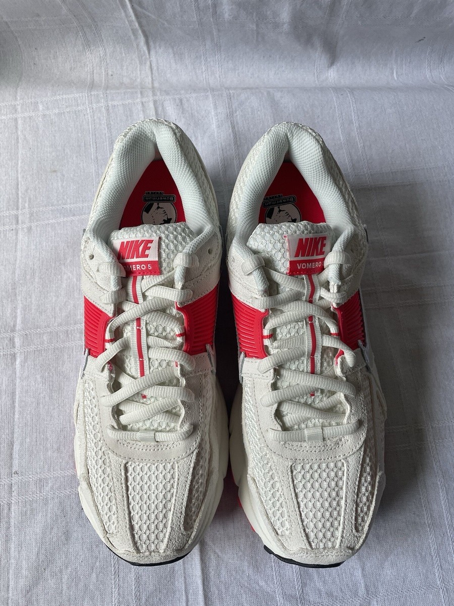Nike Zoom Vomero 5 Sail White Red Sneakers Womens Size 11.5 Mens