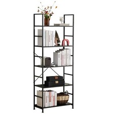 5 Tier Black Bookcase Open Bookshelf Storage Shelves for Living Room/Home/Office