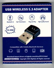USB Wireless 5.3 Adapter, Bluetooth LE, Bighala, New in Box