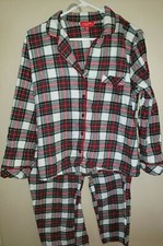 FAMILY PJS pajamas WOMENS SIZE LARGE flannel red green white PLAID SLEEPWEAR
