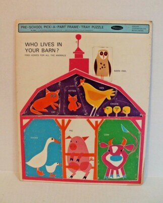 Vintage 1963 Whitman Pre School Tray Puzzle Who Lives In Your