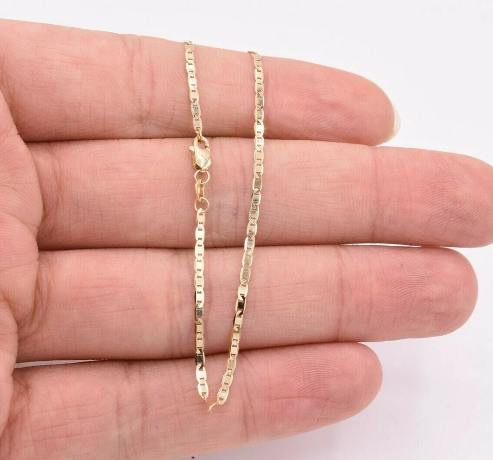 Brazalete de cadena de eslabones de anclaje Mariner de 7" de oro amarillo sólido real de 10K