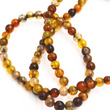 4mm Natural Yellow Dragon Veins Agate Round Gemstone Loose Beads 15"