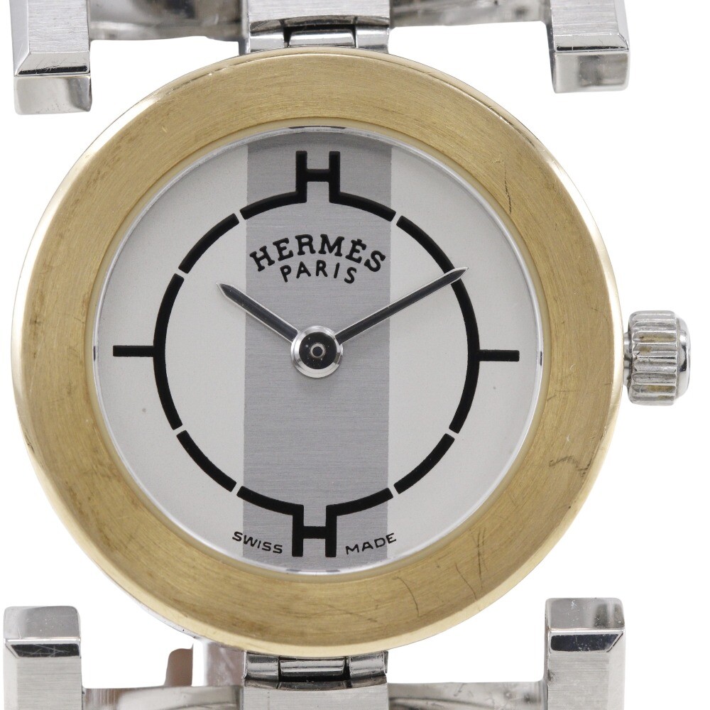 HERMES paprika Watches PA1.220 WhiteDial Stainless Steel/leather Quartz