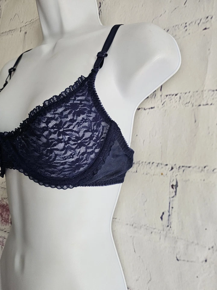 Secret Treasures Underwire Demi Lace Semi-sheer Unlined Bra 36D Blue — 第 4/4 张图片