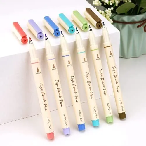 WRITECH Arts Sign Brush Pen Brush Tip Marker Felt Tip Water Based Ink Color  Pens 12 Assorted Pastel Colors Great For Lettering, Journaling, Calligraphy  (Natural) on Galleon Philippines