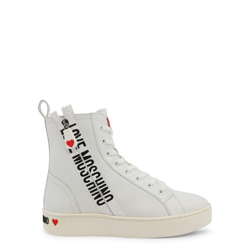 LOVE MOSCHINO ZIPPER WOMEN SNEAKERS CALFSKIN WHITE STYLE JA15063G1DIA0_100