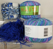 4 Yarn Lot 2 FFF HAITI 211 BLUE PURPLE Multicolor Shimmery Ribbon Skein Italy