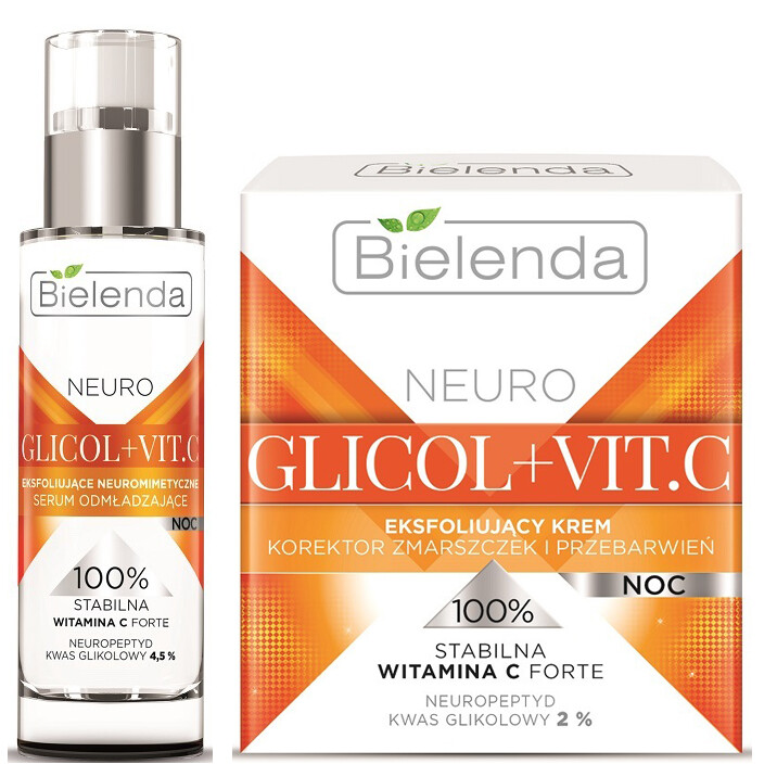 Bielenda Neuro Glicol Vit C Exfoliating Night Cream & Rejuvenating Night Serum