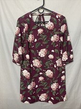 Ann Taylor Loft Long sleeve Dress Shirt Style Red Flower Pattern XSP XS Petite
