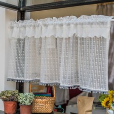 Demi Rideau Pom Bordure Ruche Floral Dentelle Armoire Porte Fenêtre Maison Café
