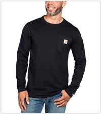 NWT Carhartt Force Relaxed Fit Long Sleeve Pocket T-Shirt TK4617 BLACK 2XL