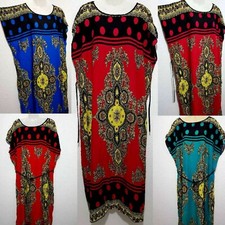 Oriental Maxi Dress Plus Summer Beach Dress Vintage Size M - 3XL