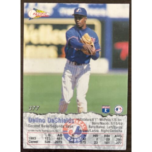 1994 Pacific #377 Delino DeShields Montreal Expos MLB Major League Baseball Card - Picture 2 of 2