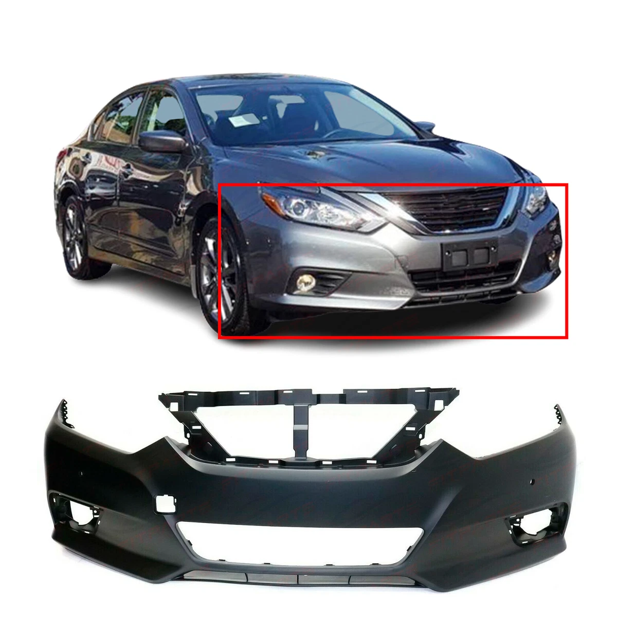 Primed Front Bumper Cover Fascia for 2016 2018 Nissan Altima w