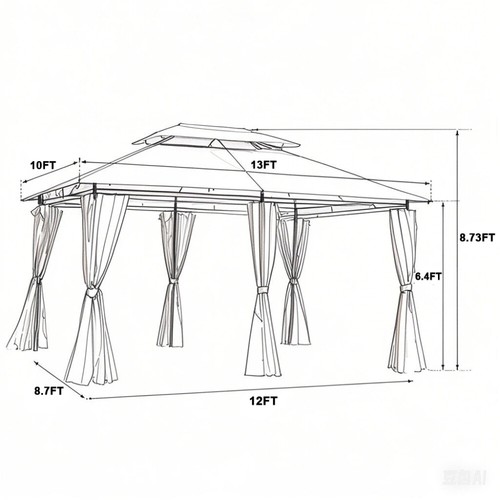 Outdoor Patio Gazebo Canopy Tent with Ventilated Double Roof and Mosquito Net - Picture 13 of 14