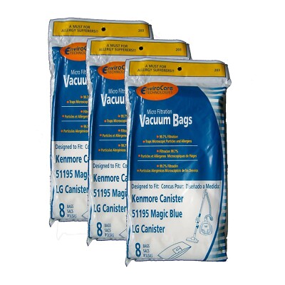 24 Fits For EnviroCare Type M Sears 51195 Magic Blue Lg Bags, Ultracare, Caniste