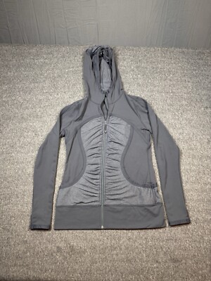 Lululemon Pure Balance Jacket Womens Size 10 Gray Full Zip Hooded Scuba 