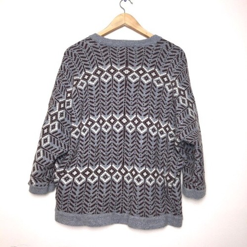 🍁Forever 21 Boutique Mujer Patrón Diamante Azteca Gran Tamaño Cárdigan Gris Talla M - Imagen 2 de 7