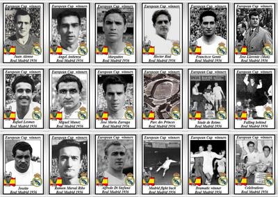 Real Madrid European Cup winners 1956 football trading cards