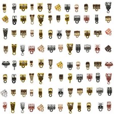 140 Pcs Metal Spacer Bail Beads Silver Gold Charm Hanger Clasps With Loops For