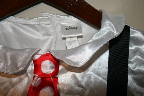 Girls DISNEY Minnie Mouse School Girl Nerd Costume Dress Tie Suspenders 12/14 - Picture 3 of 4