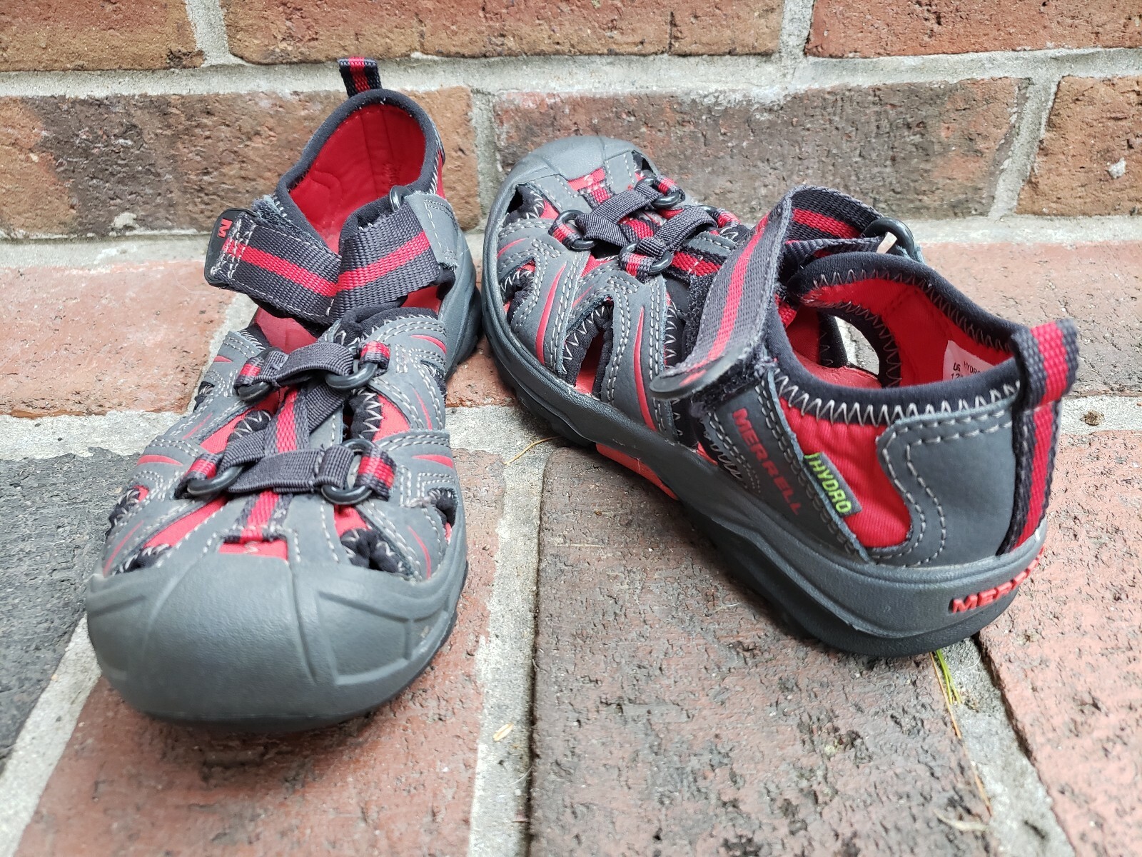 Merrell Hydro Sport Sandalo Grande Bambino Ragazzo 12 M Scarpa Escursione Acqua Grigio Rosso