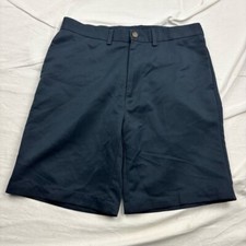 Roundtree Yorke Mens Flat Front Shorts Navy Blue Belt Loops Size 32