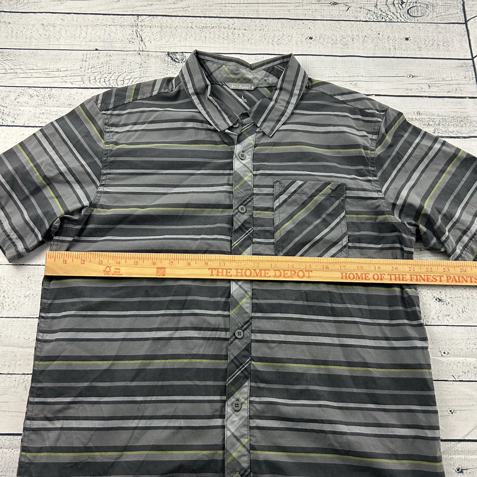 smartwool short sleeve striped button front merino blend shirt