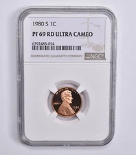 PF69 RD UCam 1980-S Lincoln Memorial Cent 1c NGC Brown Label