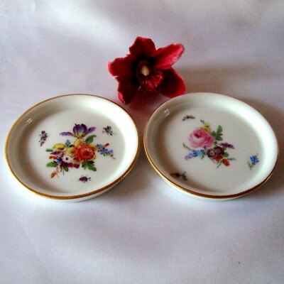 2 Meissen Teller Insekten Tellerchen 6,6 cm 1.Wahl Pfeifferzeit / dx 640