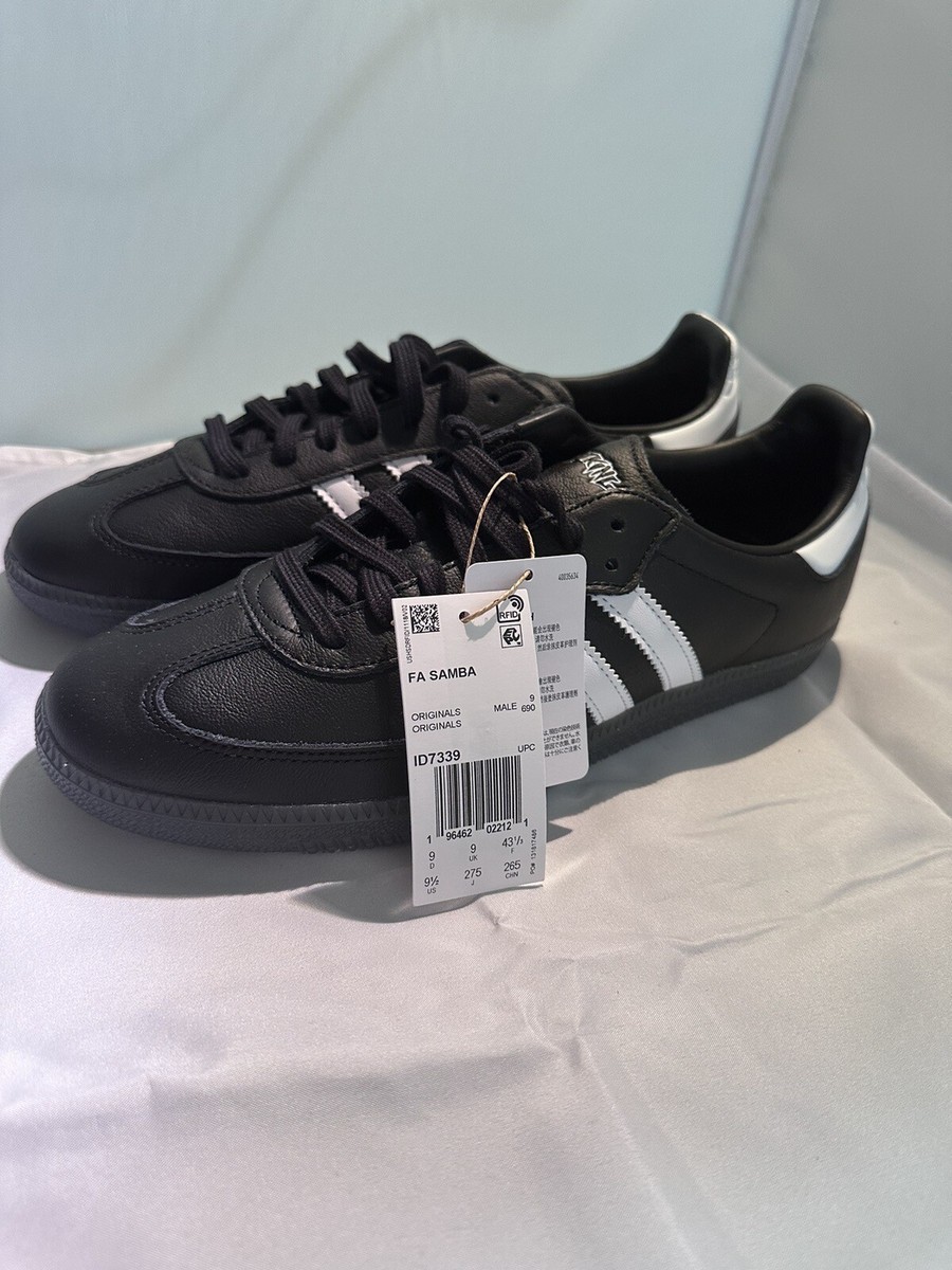 adidas x FA Samba Black/White; U.S. Men's Size 9.5 sneakers