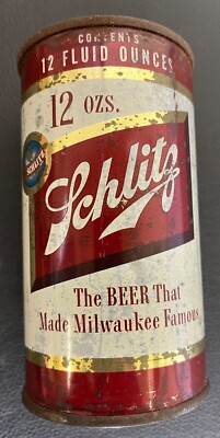 Schlitz BEER 12 oz. 1954 flat top rare unopened empty Milwaukee, Wisconsin