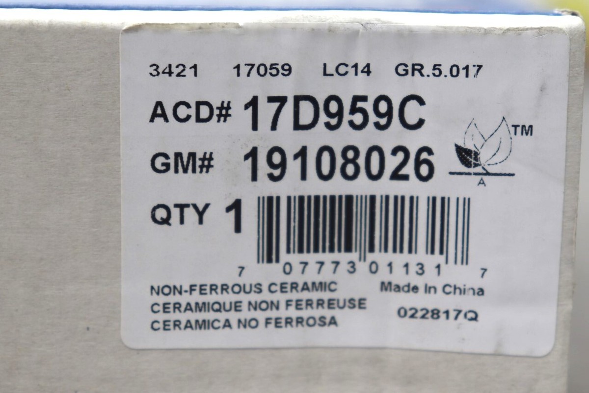ACDelco Ceramic Front Brake Pads - 17D959C - O'Reilly Auto Parts