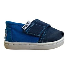 Toms Baby Navy  Blue Canvas Lightweight Slip-On Alpargata Shoes Sz T2