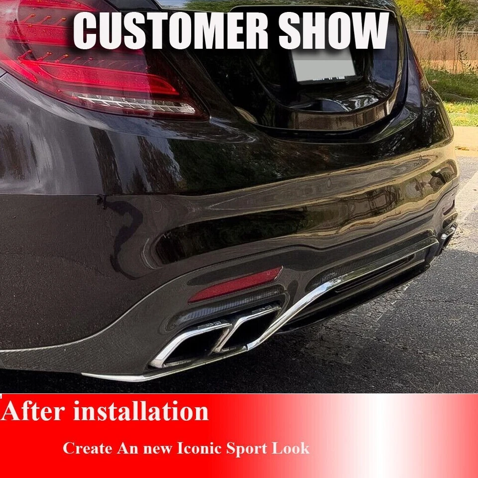 Labio difusor parachoques trasero carbono real para Mercedes Benz W222 S63 S65 2016-18 Foto 4 de 4