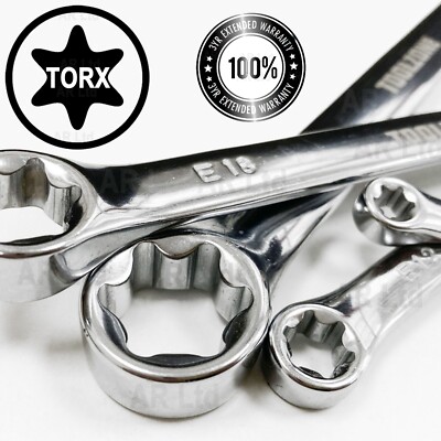 E-TORX Ring Spanners 4pc Star Torx Double Box Wrench Set Female Torx E6 to E24