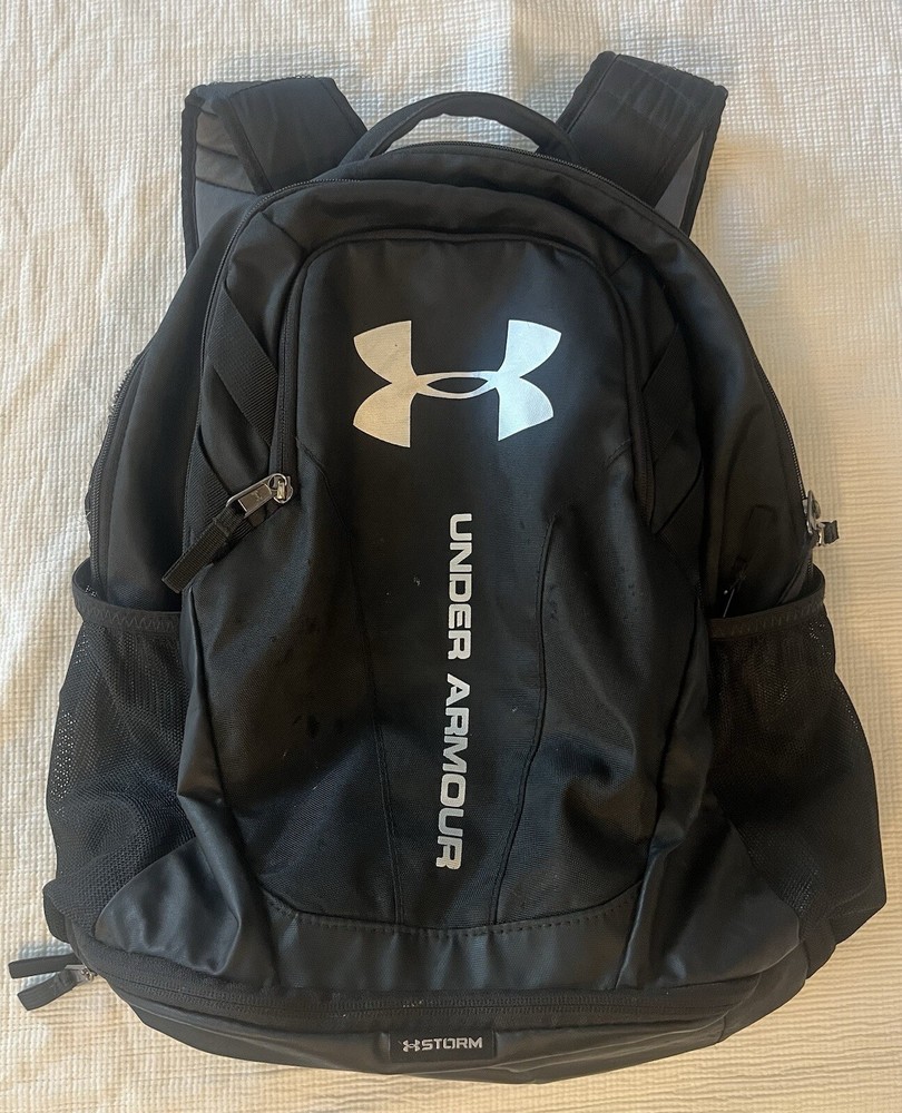Under Armour Storm Laptop Backpack Black Silver Gray - Minor Tear Needs Repair  